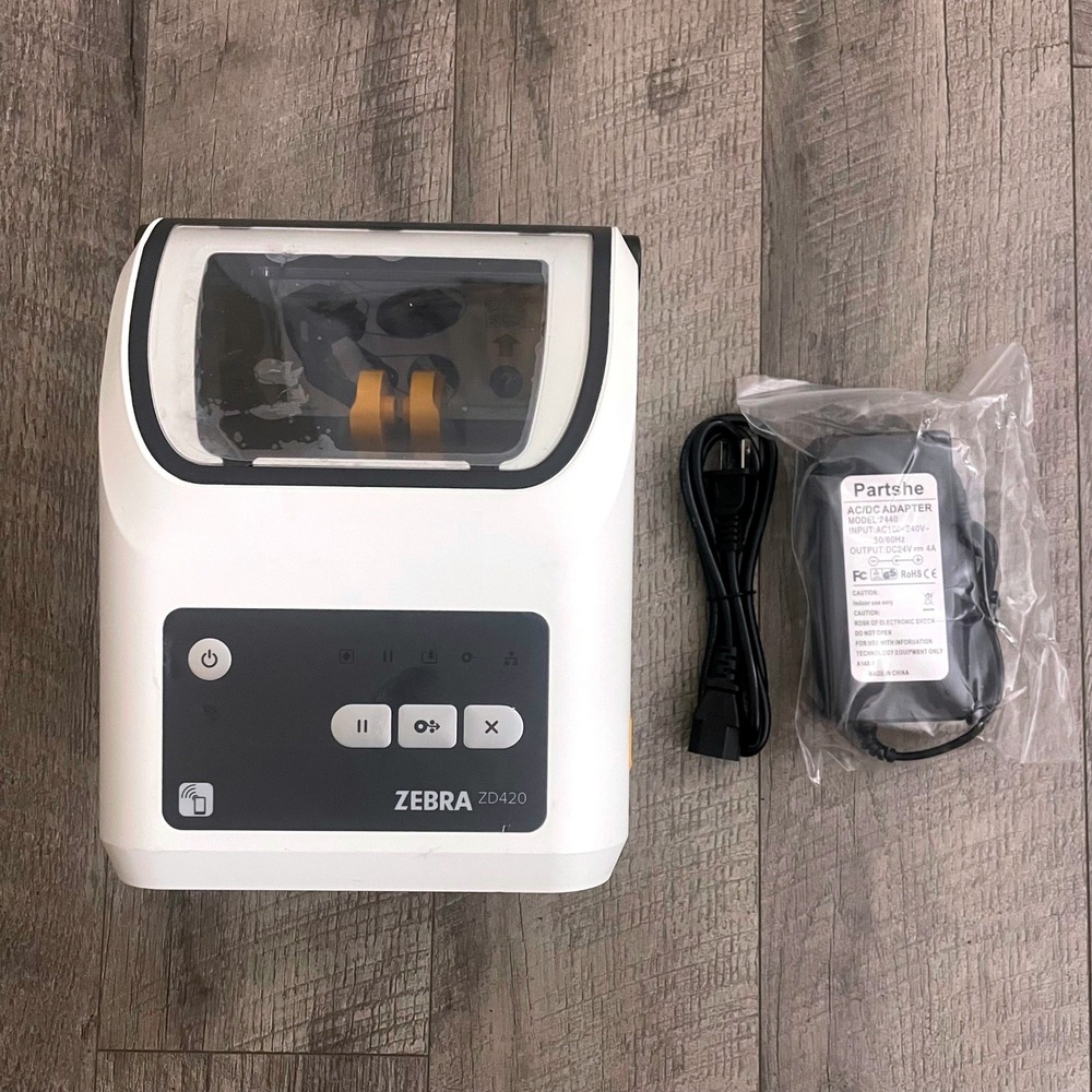 Zebra ZD420 Thermal Transfer Desktop Label Printer Bluetooth Ethernet USB White